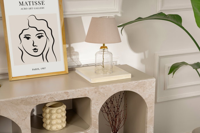 Hanah Home Consola Liva 120 - Mueble de Entrada o Salón con Puertas, 120x74x37 cm, color Mármol Travertino y Arenisca